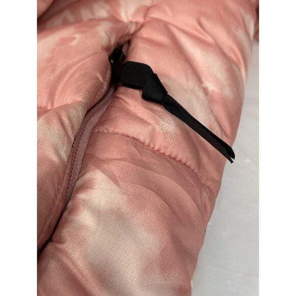 North Face Cropped Saikuru Rose Pink Tie Dye Puffer Jacket Women’s L 12-14 Zip - Picture 10 of 16